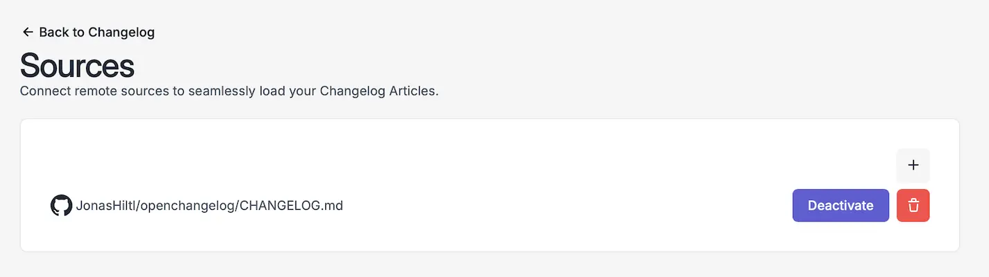 page to activate or deactive sources
